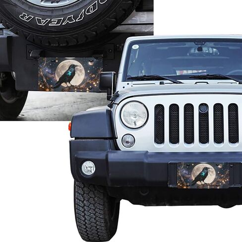 Raven Trees Leaves Moon Fairy Lights Front License Plate for Women Car Vanity Plates Decorative Aluminum Metal Cute Novelty License Plate Cover for Men 6x12 Inch (4 Holes) in Saudi Arabia