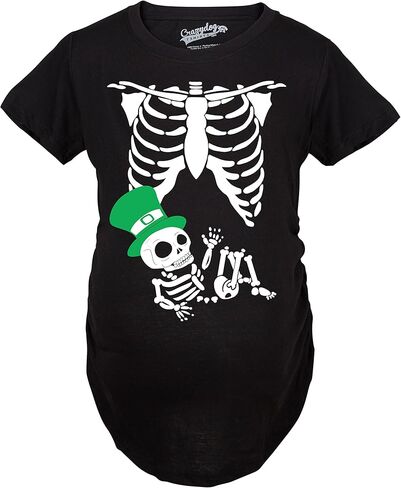 Maternity Leprechaun Skeleton Baby Funny Saint Patricks Day Announcement T Shirt in Saudi Arabia