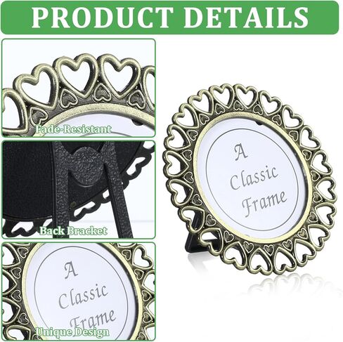 6 Pcs Vintage Mini Picture Frame, Wallet Size Tiny Picture Frames, Metal Mini Frames for Crafts with Storage Box, Old Fashioned Small Frame for DIY Photo Tabletop Wall Display Gallery Art Decor(Random Colors) in Saudi Arabia