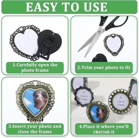 6 Pcs Vintage Mini Picture Frame, Wallet Size Tiny Picture Frames, Metal Mini Frames for Crafts with Storage Box, Old Fashioned Small Frame for DIY Photo Tabletop Wall Display Gallery Art Decor(Random Colors) in Saudi Arabia