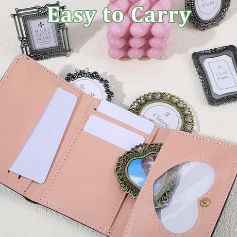 6 Pcs Vintage Mini Picture Frame, Wallet Size Tiny Picture Frames, Metal Mini Frames for Crafts with Storage Box, Old Fashioned Small Frame for DIY Photo Tabletop Wall Display Gallery Art Decor(Random Colors) in Saudi Arabia