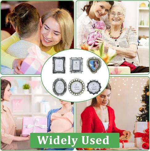 6 Pcs Vintage Mini Picture Frame, Wallet Size Tiny Picture Frames, Metal Mini Frames for Crafts with Storage Box, Old Fashioned Small Frame for DIY Photo Tabletop Wall Display Gallery Art Decor(Random Colors) in Saudi Arabia