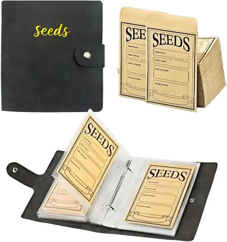 غلاف منظم لتخزين البذور، منظم حزم بذور البولي يوريثان مع 50 جيبًا شفافًا (25 عبوة من غلاف الملاءة) و50 مغلفًا للبذور، كتاب حامل بذور الحديقة، حافظة بذور نباتات الزهور الوردية in Kuwait