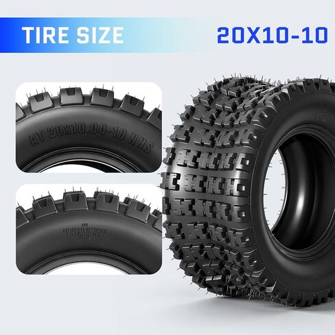 TRIBLE SIX 20x10-10 ATV/UTV Tires,20x10x10 All-Terrain Mud & Trail Tires,4PR,Tubeless,Set of 2 in Kuwait