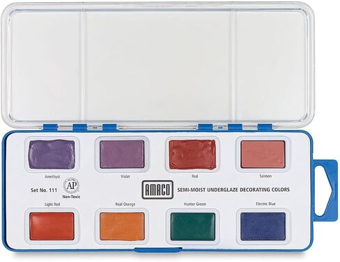 AMACO Semi-Moist Underglaze Set D, 1-1/2 Ounce, Assorted Colors, 8 Color Pan in Kuwait