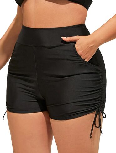 SherryDC Women's Plus Size Swim Shorts High Waisted Drawstring Swimsuit Bathing Suit Bottoms with Pockets in Saudi Arabia