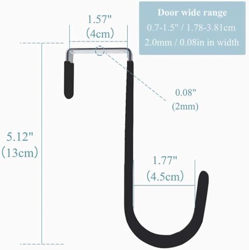 شماعة إكليل أسود - إكليل سقوط قوي يحمل إكليل عيد الميلاد والهالوين، خطاف باب إكليل من الفولاذ الكربوني بطول 5 بوصات، شماعات إكليل ارتفاع، باب أمامي معدني فوق الباب، خطاف فردي، ديكور منزلي in Kuwait