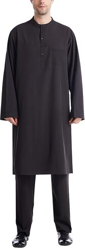 Thobe for Men Islamic Clothing Moroccan Kaftan Muslim Clothes 2 Piece Set in Kuwait