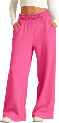 Girls Baggy Sweatpants Cute Casual Wide Leg Pants High Waisted Straight Leg Athletic Sweatpant Pockets Preppy Clothes 5-14 Y in Saudi Arabia