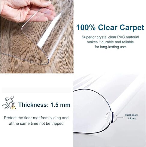 JYDQM Clear Vinyl Plastic Floor Protector Heavy Duty Carpet Runner - Plastic Water Proof Transparent Entrance Floor Mats(0.6m x 5m/24inx197in) in Saudi Arabia