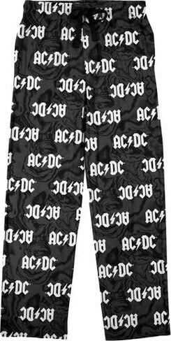 Bioworld AC/DC Lightning Bolt Logo All-Over Print Men’s Black Sleep Pajama Pants in Saudi Arabia