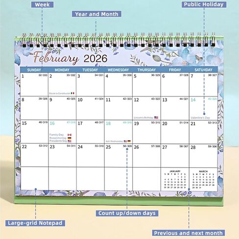 تقويم سطح المكتب 2026-2027 (سنتان) تقويم الوجه 24 شهرًا مكتب مكتب قائم صغير، 10 × 8.3 بوصة تقاويم مكتب واقفة (يناير 2026-ديسمبر 2027) مع مخطط شهري in Kuwait