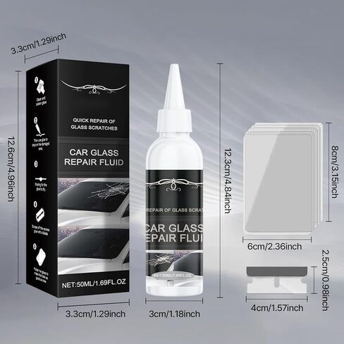 طقم إصلاح تشققات الزجاج الأمامي قطعتان، 2026 مجموعة سائل إصلاح الزجاج الأمامي للسيارة المحدثة 2026 لإصلاح النوافذ والمرايا والنظارات وأدوات إصلاح الزجاج in Kuwait