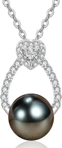 Gifts AAAAA Tahitian Black Pearl Elegant Necklace For Women,S925 Silver Pendant With Saltwater Pearl,Wedding Anniversary Birthday Gifts for Her Wife Mom Daughter Grandma Sister in Saudi Arabia