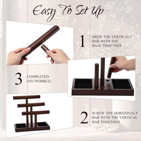 Kigeli Wooden Bracelet Holder Stand, Bracelet Display with 3 Tier, T-bar Bangle Storage Organizer Showing Bracelets Necklaces and Watches Rings for Home Vendors Craft Shows and Store in Saudi Arabia