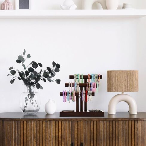 Kigeli Wooden Bracelet Holder Stand, Bracelet Display with 3 Tier, T-bar Bangle Storage Organizer Showing Bracelets Necklaces and Watches Rings for Home Vendors Craft Shows and Store in Saudi Arabia