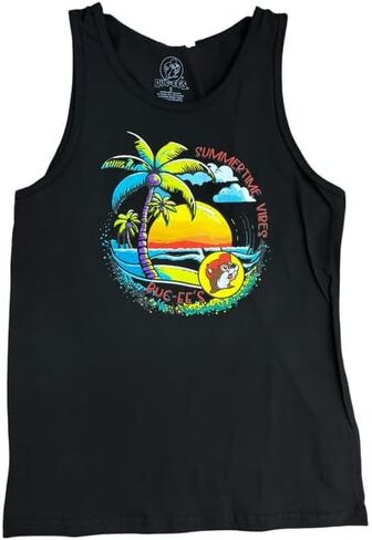 Buc-ee's Men's Tank Top, Black with Tropical Summer Vibes Graphic (US, Alpha, XX-Large) in Saudi Arabia