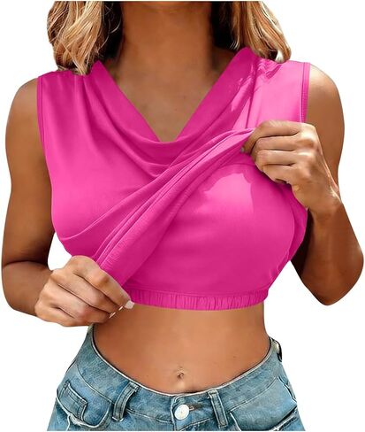 ثنيات الرقبة البقرة الأعلى للنساء أزياء أنيقة تانك القمم مع مبطن الصدر مكتب الخروج قمم بلوزة متعددة الاستخدامات in Kuwait