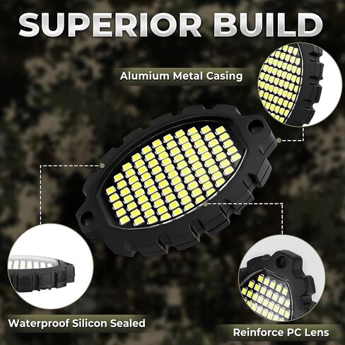 12 Pods Metal 1116 LEDs Pure White Rock Lights with Switch Wiring Harness,Super Bright Underglow Light Waterproof Aluminum Led Lights for Trucks Jeep OffRoad ATV UTV SUV,Plug and Play, Easy to Install in Saudi Arabia