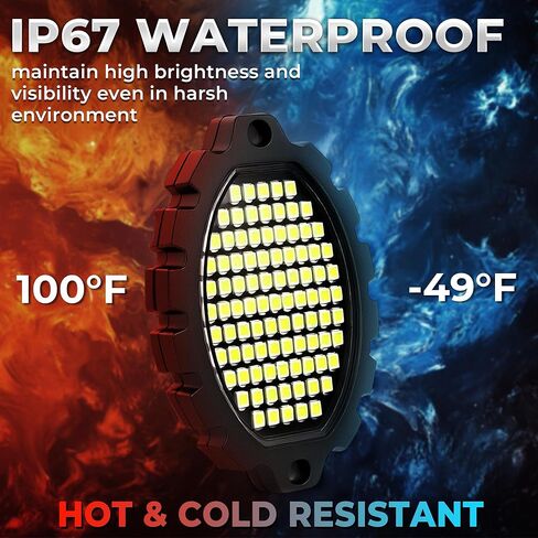 12 Pods Metal 1116 LEDs Pure White Rock Lights with Switch Wiring Harness,Super Bright Underglow Light Waterproof Aluminum Led Lights for Trucks Jeep OffRoad ATV UTV SUV,Plug and Play, Easy to Install in Saudi Arabia