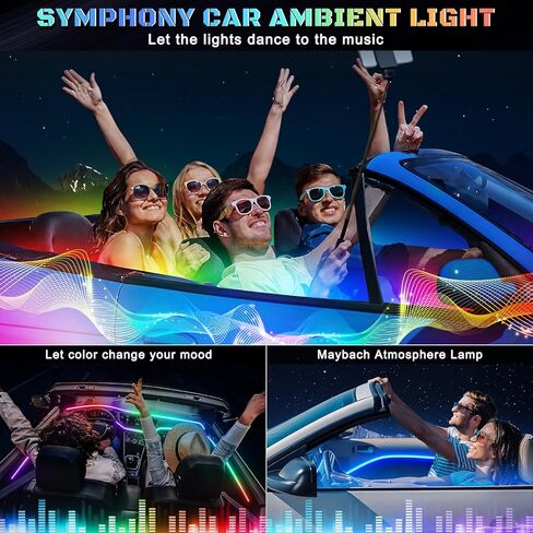 شريط إضاءة LED داخلي للسيارة من Dreamcolor أكريليك مع تطبيق لاسلكي، RGB 18 في 1 مع 175 بوصة 612 مصباح LED من الألياف الضوئية للسيارة، إضاءة محيطة للسيارة نيون سيمفونية مزدوجة المنطقة in Kuwait