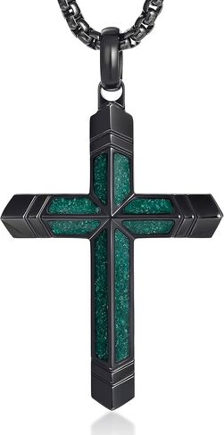 الصليب قلادة للرجال الفيروز/الملكيت/الأسود والذهب الصليب قلادة قلادة الحماية الدينية مجوهرات هدايا للنساء in Kuwait
