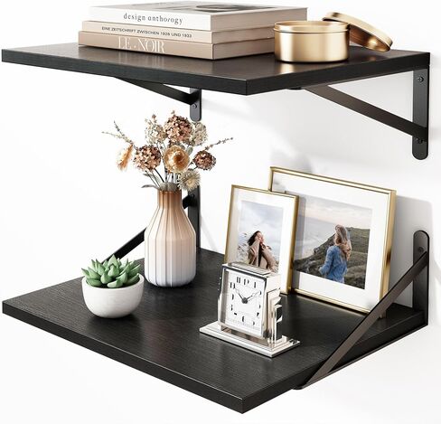 Fixwal Floating Shelves for Wall, 16.5 X 12 X 0.6in Black Shelves for Bedroom, Large Wall Shelf for Living Room, Kitchen, Bathroom, Laundry Room and Decor Storage in Saudi Arabia