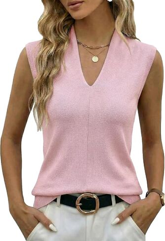 Sweater Vest for Women V Neck, Ribbed Knit Lightweight Pullover Sleeveless Sweater, Stretchy Slim Fitted Tank Top in Saudi Arabia