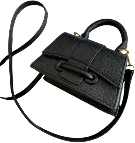 Hand Carry Small Bag PU Cute Solid Color Messenger Bags(Black) in Saudi Arabia