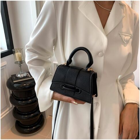 Hand Carry Small Bag PU Cute Solid Color Messenger Bags(Black) in Saudi Arabia