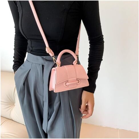 Hand Carry Small Bag PU Cute Solid Color Messenger Bags(Black) in Saudi Arabia