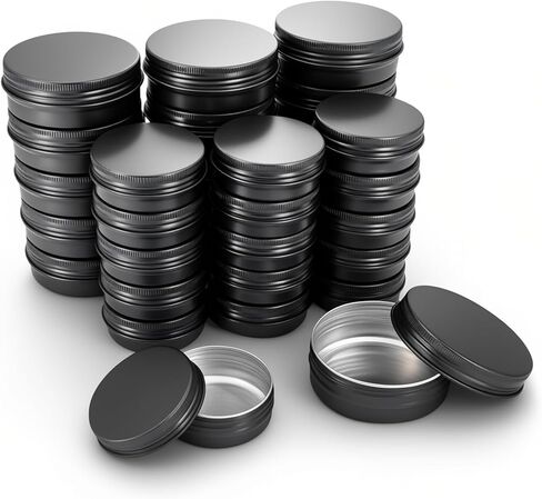 Thintinick 32 Pieces Screw Lid Round Aluminum Tins Empty Metal Jars Spice Lip Balm Candle Storage Containers Travel Cans, 2oz & 1oz Mixed Sizes (White) in Kuwait
