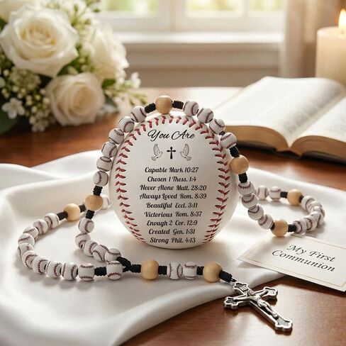 Kigeli 5 Pcs First Communion Gift for Boys Baseball with Rosary Baseball First Holy Communion Card Christian Religious Confirmation Baptisms Gifts for Teenage Sports Lovers Base Ball Team in Saudi Arabia