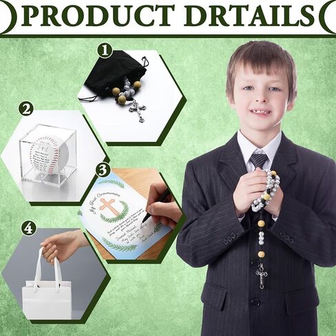 Kigeli 5 Pcs First Communion Gift for Boys Baseball with Rosary Baseball First Holy Communion Card Christian Religious Confirmation Baptisms Gifts for Teenage Sports Lovers Base Ball Team in Saudi Arabia