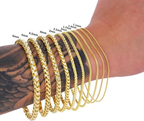 Nuragold 10K الذهب الأصفر الحقيقي الصلبة فرانكو الماس قطع سلسلة سوار 7 "-9" (1.1mm-6mm) المجوهرات الإيطالية للرجال والنساء in Saudi Arabia