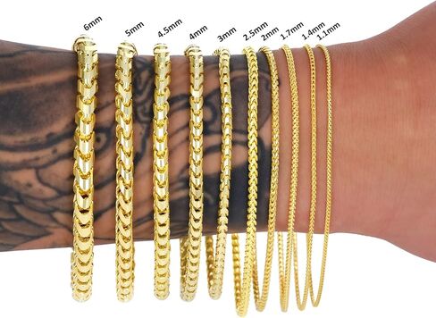 Nuragold 10K الذهب الأصفر الحقيقي الصلبة فرانكو الماس قطع سلسلة سوار 7 "-9" (1.1mm-6mm) المجوهرات الإيطالية للرجال والنساء in Saudi Arabia