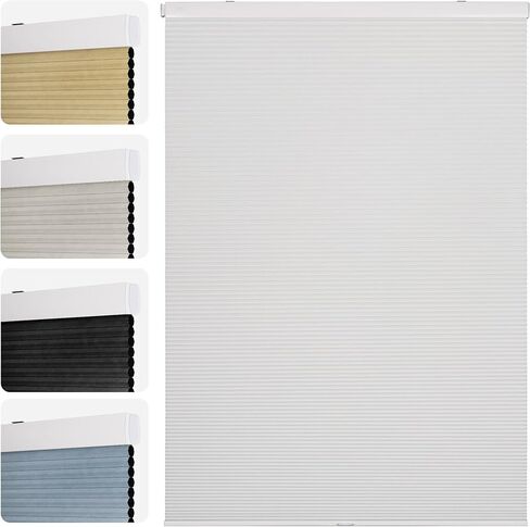 Cordless No Drill Blackout Honeycomb Shades - Thermal Insulation, UV Protection, Privacy, Room Darkening, White 28.5" W X 54" H in Saudi Arabia