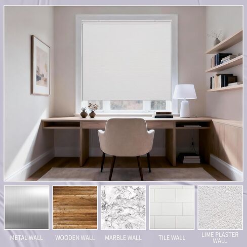 Cordless No Drill Blackout Honeycomb Shades - Thermal Insulation, UV Protection, Privacy, Room Darkening, White 28.5" W X 54" H in Saudi Arabia