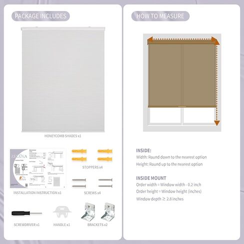 Cordless No Drill Blackout Honeycomb Shades - Thermal Insulation, UV Protection, Privacy, Room Darkening, White 28.5" W X 54" H in Saudi Arabia