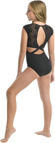 DANZNMOTION Girls Yasmin Micro-cap Sleeve Lace Leotard 23113C in Saudi Arabia