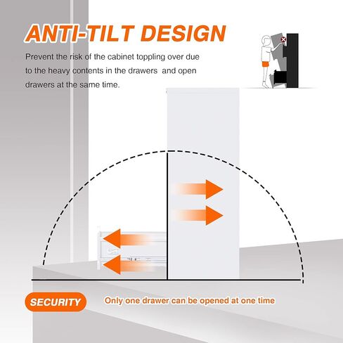 خزانة ملفات معدنية عمودية مع قفل، خزانة ملفات مع 4 أدراج للرسائل، قانوني، F4، A4، عرض 14.96 بوصة × عمق 17.72 بوصة × ارتفاع 52.36 بوصة، يلزم التجميع، أبيض in Kuwait