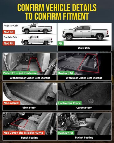 DrCarNow جميع الحصير الأرضية TPE لجميع الأحوال الجوية لسيارة Chevy Silverado 1500 وGMC Sierra 1500 Crew Cab 2019-2026 المخصصة الأمامية والخلفية مع حصيرة سرير 5.8FT وبطانة الباب الخلفي ملحقات شديدة التحمل غير قابلة للانزلاق in Saudi Arabia