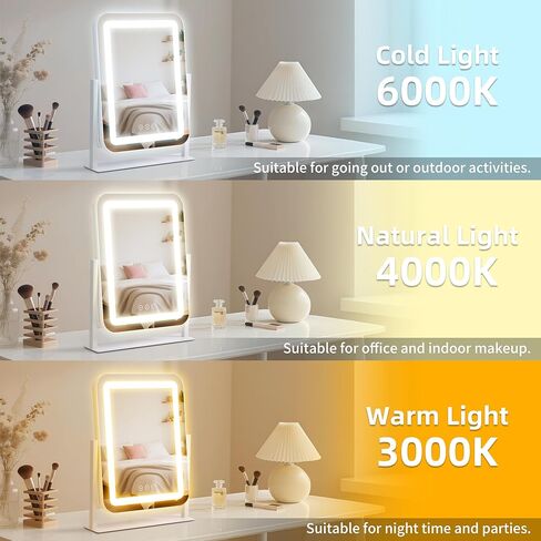 مرآة مكياج مع أضواء، مرآة مكياج LED مقاس 13.1 بوصة × 16.7 بوصة، مرآة مكياج مضيئة مع أضواء، تحكم ذكي باللمس، 3 أوضاع إضاءة، مرآة مضيئة لمكتب المكياج، وغرفة النوم، وغرفة الملابس in Kuwait