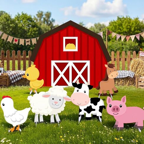 7 Pcs Large Farm Animal Cardboard Cutouts 34.3 Inch Farm Animal Birthday Party Decorations Barnyard Birthday Baby Shower Supplies Farmhouse Theme Barn Lawn Classroom Yard Photography Decor in Saudi Arabia