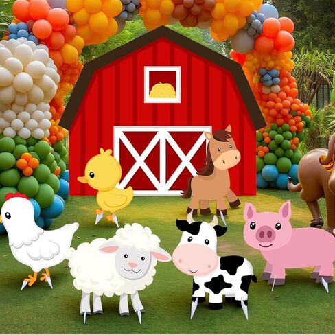 7 Pcs Large Farm Animal Cardboard Cutouts 34.3 Inch Farm Animal Birthday Party Decorations Barnyard Birthday Baby Shower Supplies Farmhouse Theme Barn Lawn Classroom Yard Photography Decor in Saudi Arabia