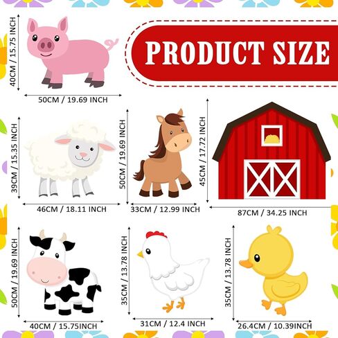 7 Pcs Large Farm Animal Cardboard Cutouts 34.3 Inch Farm Animal Birthday Party Decorations Barnyard Birthday Baby Shower Supplies Farmhouse Theme Barn Lawn Classroom Yard Photography Decor in Saudi Arabia