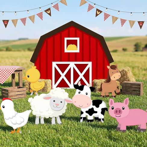 7 Pcs Large Farm Animal Cardboard Cutouts 34.3 Inch Farm Animal Birthday Party Decorations Barnyard Birthday Baby Shower Supplies Farmhouse Theme Barn Lawn Classroom Yard Photography Decor in Saudi Arabia