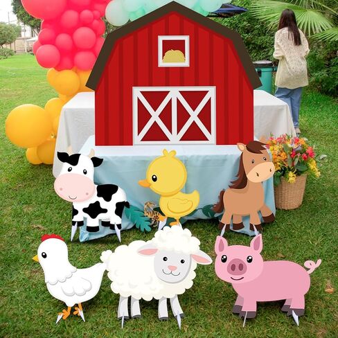 7 Pcs Large Farm Animal Cardboard Cutouts 34.3 Inch Farm Animal Birthday Party Decorations Barnyard Birthday Baby Shower Supplies Farmhouse Theme Barn Lawn Classroom Yard Photography Decor in Saudi Arabia