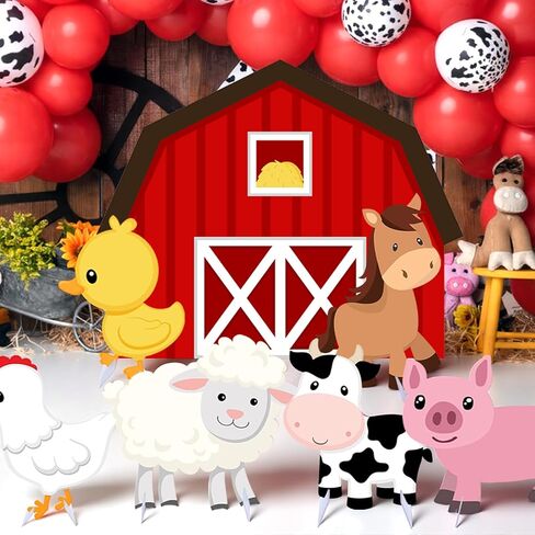 7 Pcs Large Farm Animal Cardboard Cutouts 34.3 Inch Farm Animal Birthday Party Decorations Barnyard Birthday Baby Shower Supplies Farmhouse Theme Barn Lawn Classroom Yard Photography Decor in Saudi Arabia