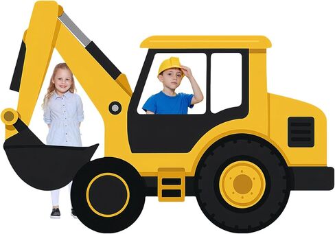 Excavator Truck Cardboard Cutout Standup Construction Party Backdrop Decorations Tractor Photo Booth Props Backdrop for Birthday Wedding Baby Shower Holiday Celebration Decoration in Saudi Arabia